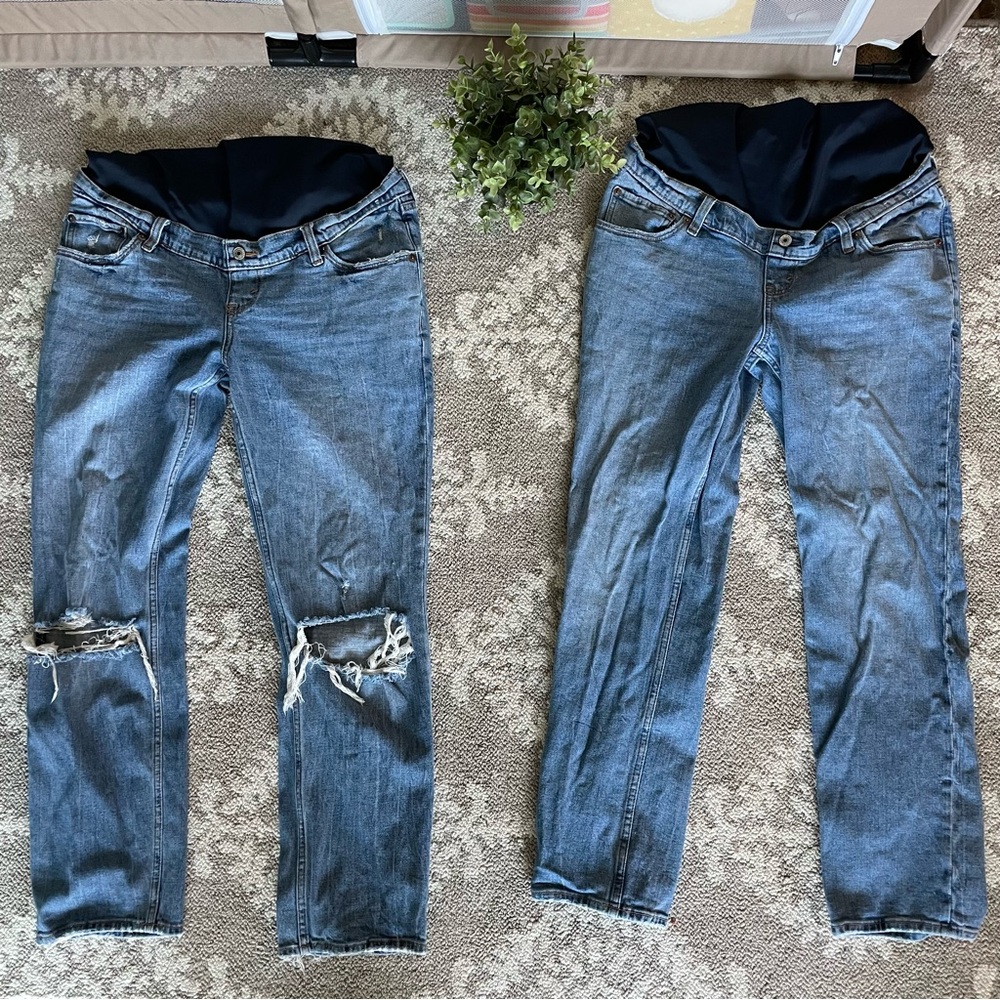 Abercrombie & Fitch Maternity Two Pairs Distressed Ankle Straight Jean Long